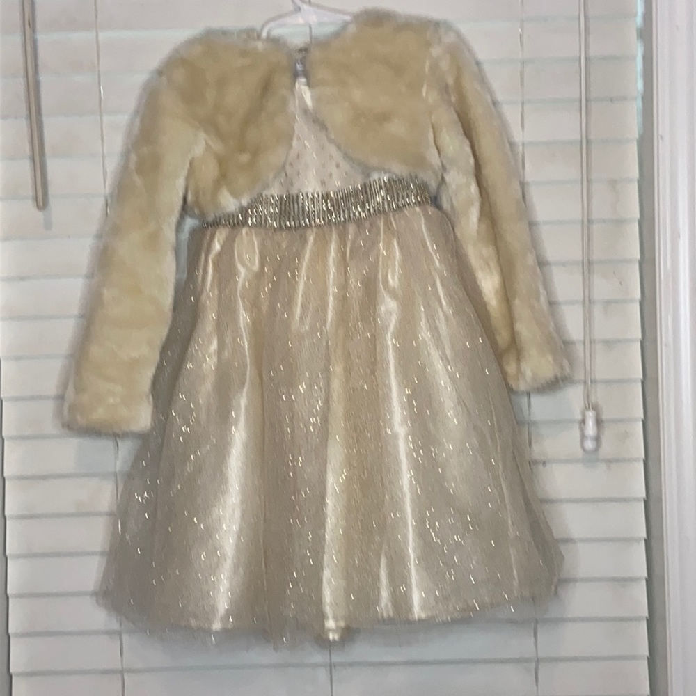 Blueberi Boulevard Cream/Gold Tulle/Stone Dress